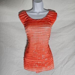 Vintage y2k pink coral ruffle sleeveless blouse